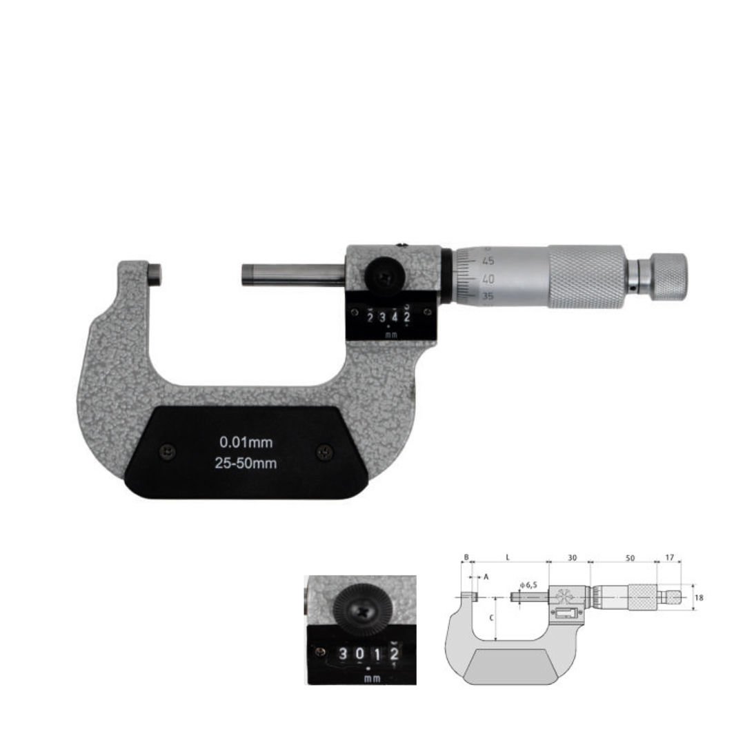 MİB Numaratörlü Dış Çap Mikrometre 75-100 mm