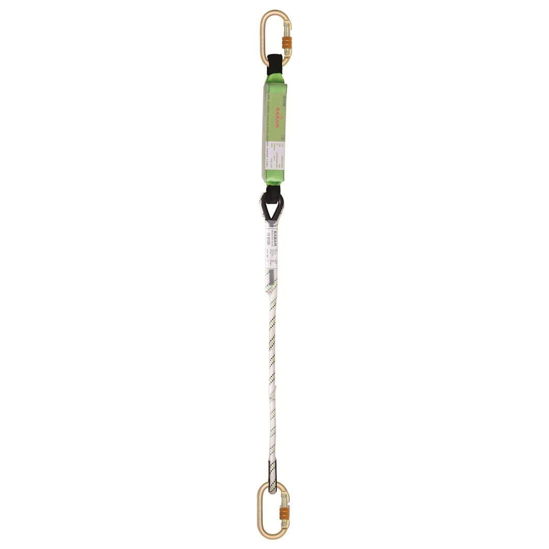 Karam KA383 Şok Emici Tek İpli Statik Halatlı Çift Karabinalı Lanyard