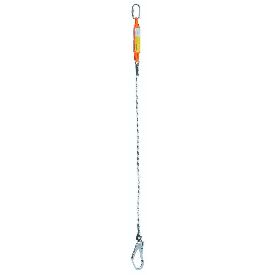 Karam KA388 Şok Emici Tek İpli Statik Halatlı Büyük Kancalı Karabinalı Lanyard