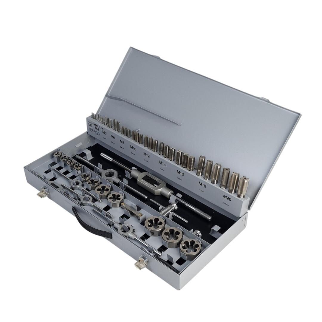 Teknik Drill's 56 Parça M3-M20 El Kılavuz ve Pafta Seti