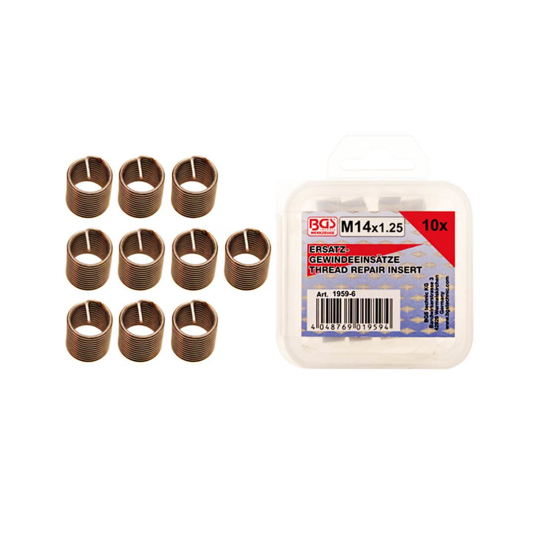 BGS 10 Parça M14 X 1.25mm Helicoil Yay Seti