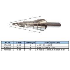 Teknik Drill's HSS-G Yivli Kademeli Matkap Ucu
