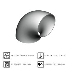 Alüminyum 90° Dirsek R1,5D EN AW 5083 45x5 mm