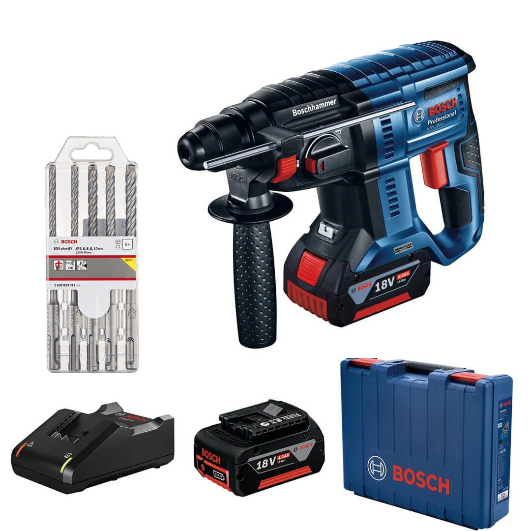 Bosch Professional GBH 180-Lİ 4.0AH Delici Kırıcı + SDS Plus set