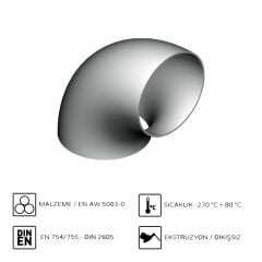 Alüminyum 90° Dirsek R1,5D EN AW 6060 90x5 mm